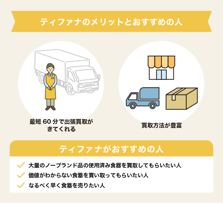 使用済み食器買取におけるティファナのメリットとおすすめの人の画像