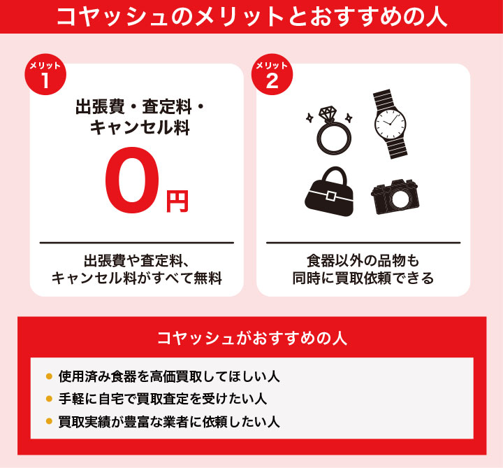 使用済み食器買取におけるコヤッシュのメリットとおすすめの人の画像