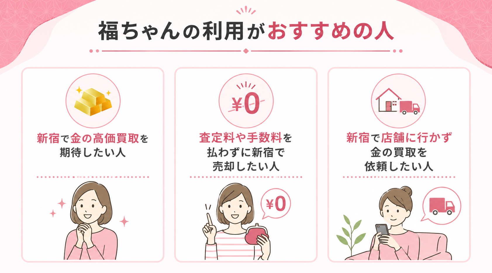 金買取新宿における福ちゃんの利用がおすすめの人の画像