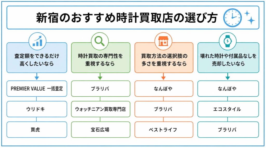 目的別の新宿でおすすめの時計買取業者
